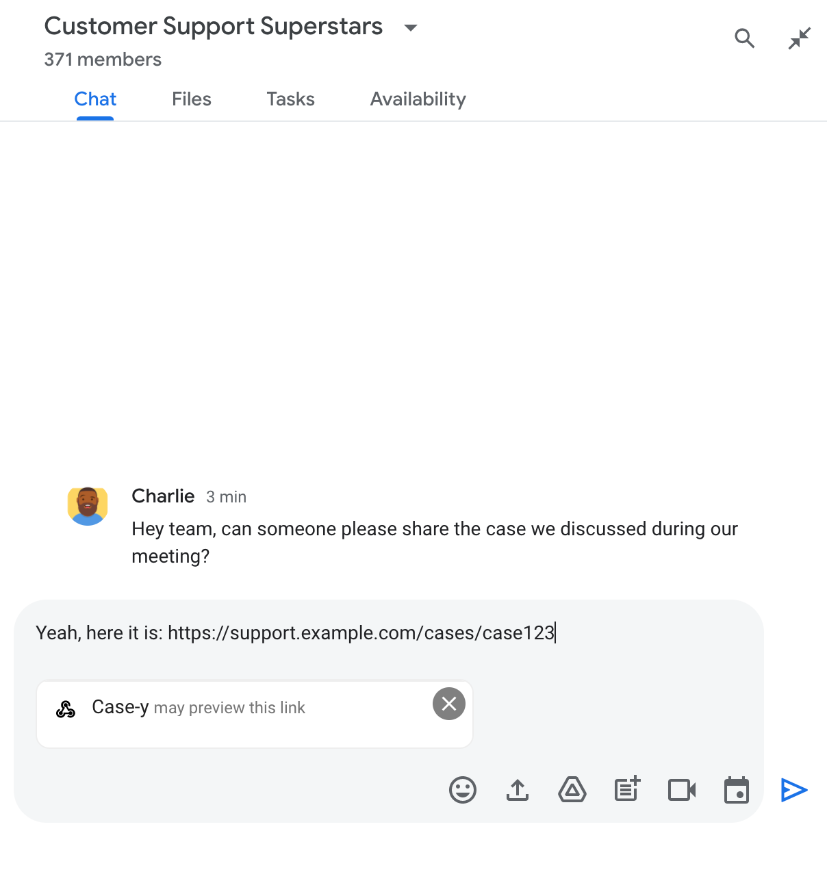 晶片:表示 Chat 應用程式可能會預覽連結