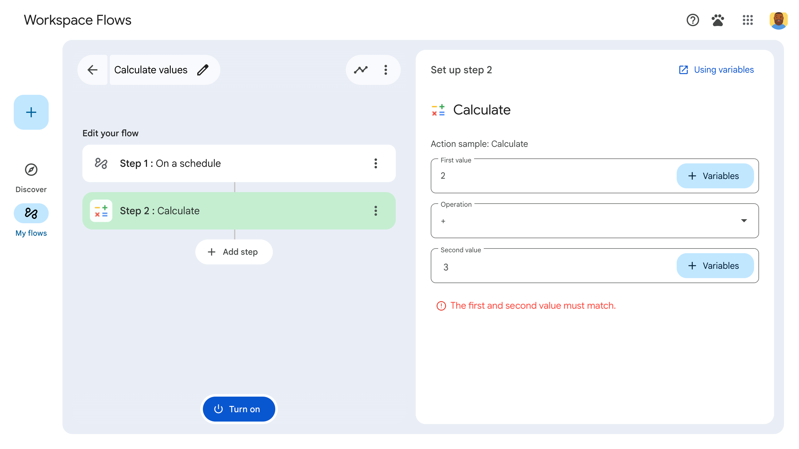 Quando la condizione di errore viene soddisfatta (gli input non sono uguali), il widget del messaggio di errore viene impostato su VISIBLE e viene visualizzato.
