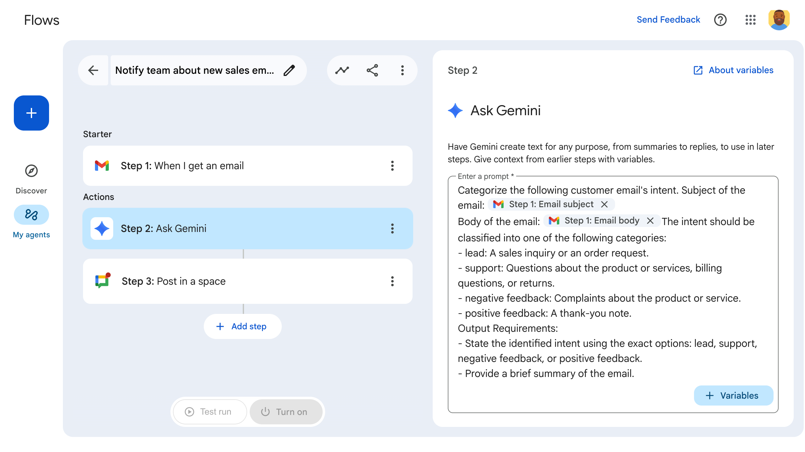 Configurazione di un flusso