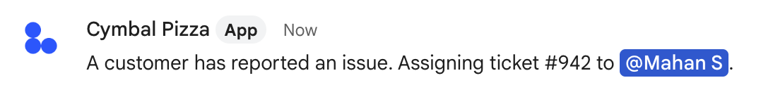 O app do Chat menciona uma pessoa em uma mensagem de texto.