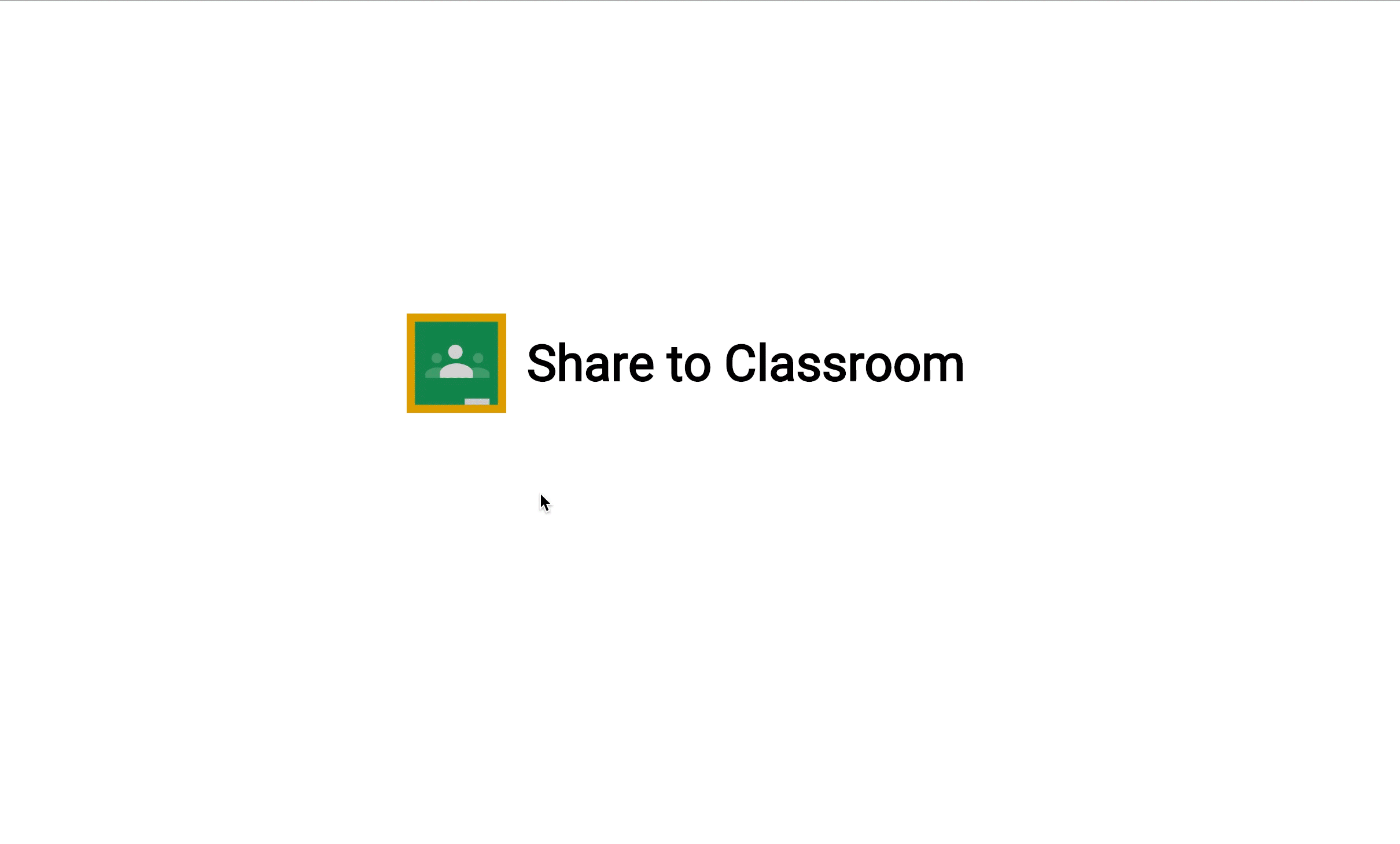 דוגמה למשתמש שלוחץ על הלחצן &#39;שיתוף ב-Classroom&#39; כדי ליצור מטלה ב-Classroom עם קישורים לחומרי למידה