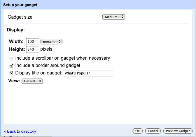 Preferencias del usuario del gadget de Google Sites