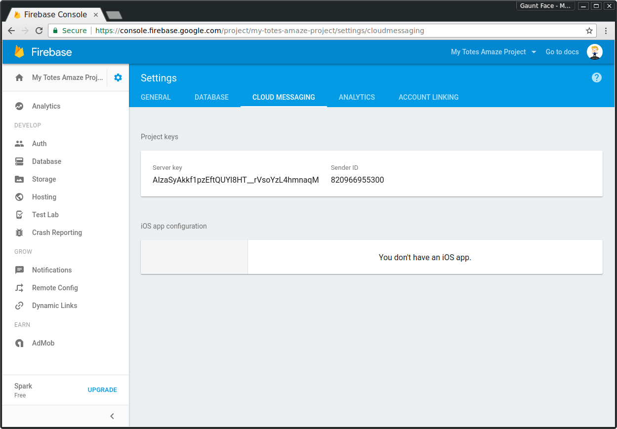 Firebase प्रोजेक्ट के लिए क्लाउड से मैसेज भेजने की सुविधा का मेन्यू