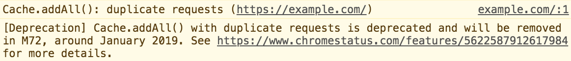 A screenshot of the warning message in Chrome's console.